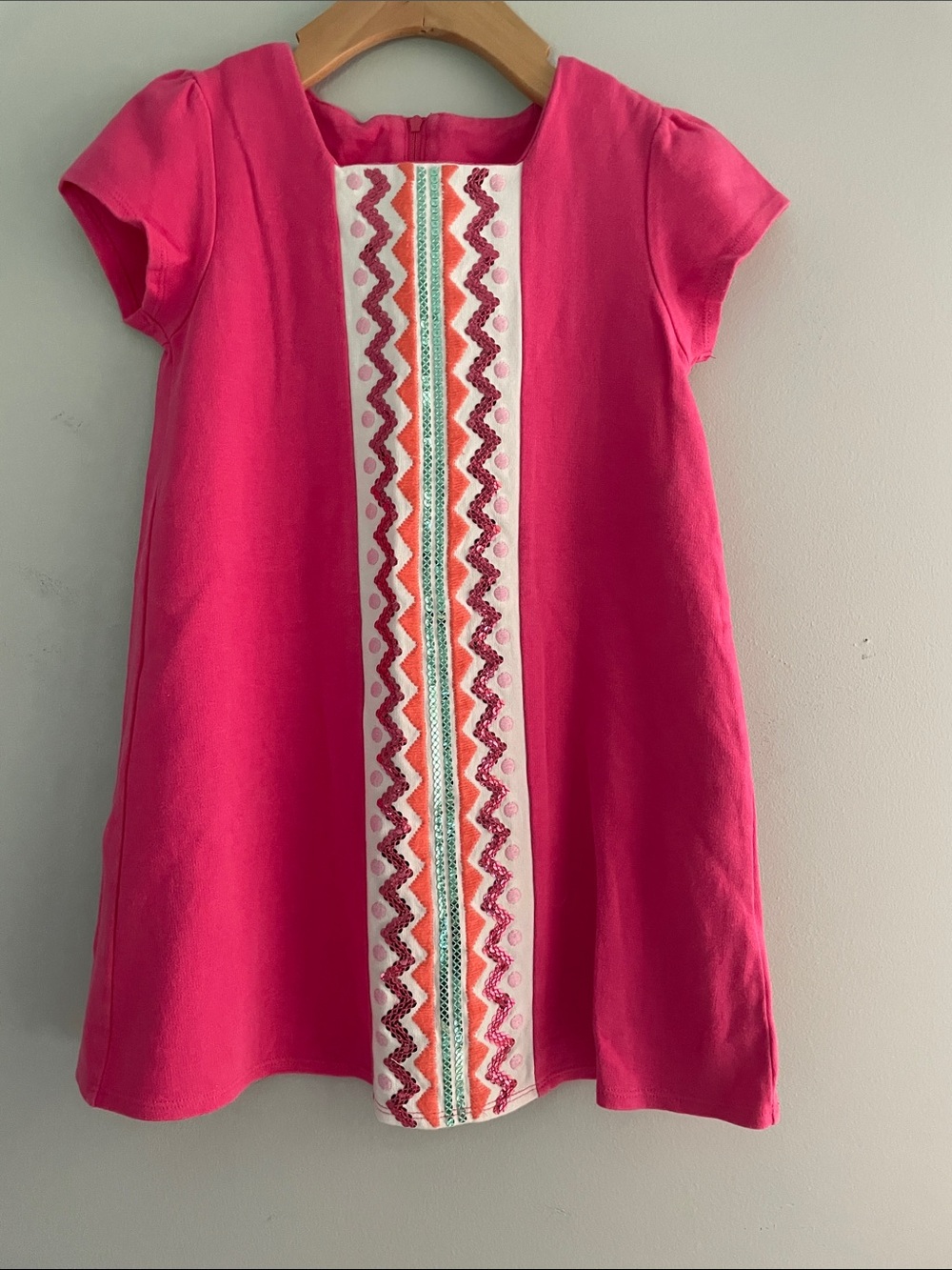 Gymboree Bright Pink Embroidered Panel Shift Dress size:6